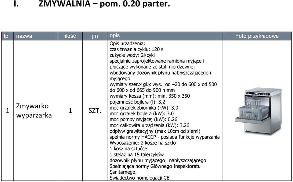 płynu nabłyszczającego i myjącego wymiary szer.x gł.x wys.: od 420 do 600 x od 500 do 600 x od 665 do 900 h mm wymiary kosza (mm): min.