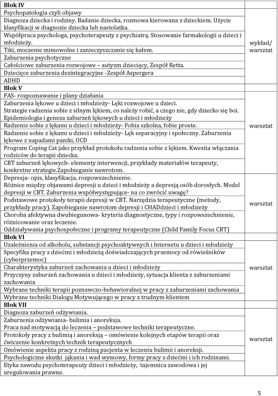 Zaburzenia psychotyczne Całościowe zaburzenia rozwojowe autyzm dziecięcy, Zespół Retta.