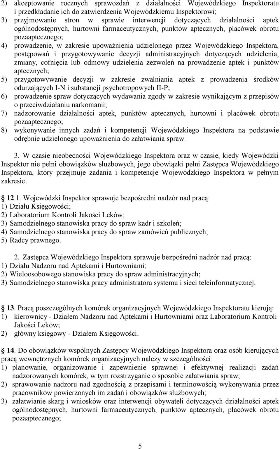 postępowań i przygotowywanie decyzji administracyjnych dotyczących udzielenia, zmiany, cofnięcia lub odmowy udzielenia zezwoleń na prowadzenie aptek i punktów aptecznych; 5) przygotowywanie decyzji w