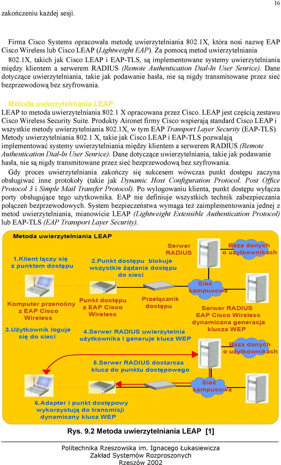 Dane dotyczące uwierzytelniania, takie jak podawanie hasła, nie są nigdy transmitowane przez sieć bezprzewodową bez szyfrowania. Metoda uwierzytelniania LEAP LEAP to metoda uwierzytelniania 802.