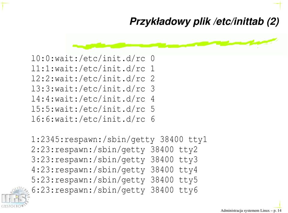 d/rc 6 1:2345:respawn:/sbin/getty 38400 tty1 2:23:respawn:/sbin/getty 38400 tty2 3:23:respawn:/sbin/getty 38400 tty3