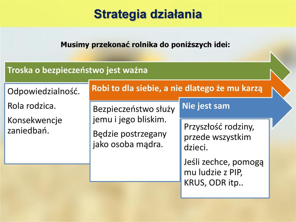 Robi to dla siebie, a nie dlatego że mu karzą Bezpieczeństwo służy jemu i jego bliskim.