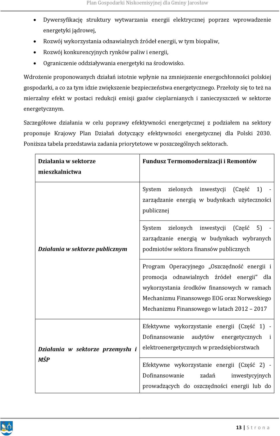 Wdrożenie proponowanych działań istotnie wpłynie na zmniejszenie energochłonności polskiej gospodarki, a co za tym idzie zwiększenie bezpieczeństwa energetycznego.