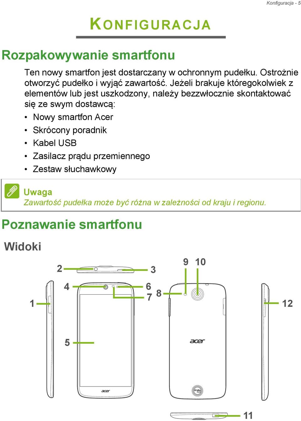 Jeżeli brakuje któregokolwiek z elementów lub jest uszkodzony, należy bezzwłocznie skontaktować się ze swym dostawcą: Nowy