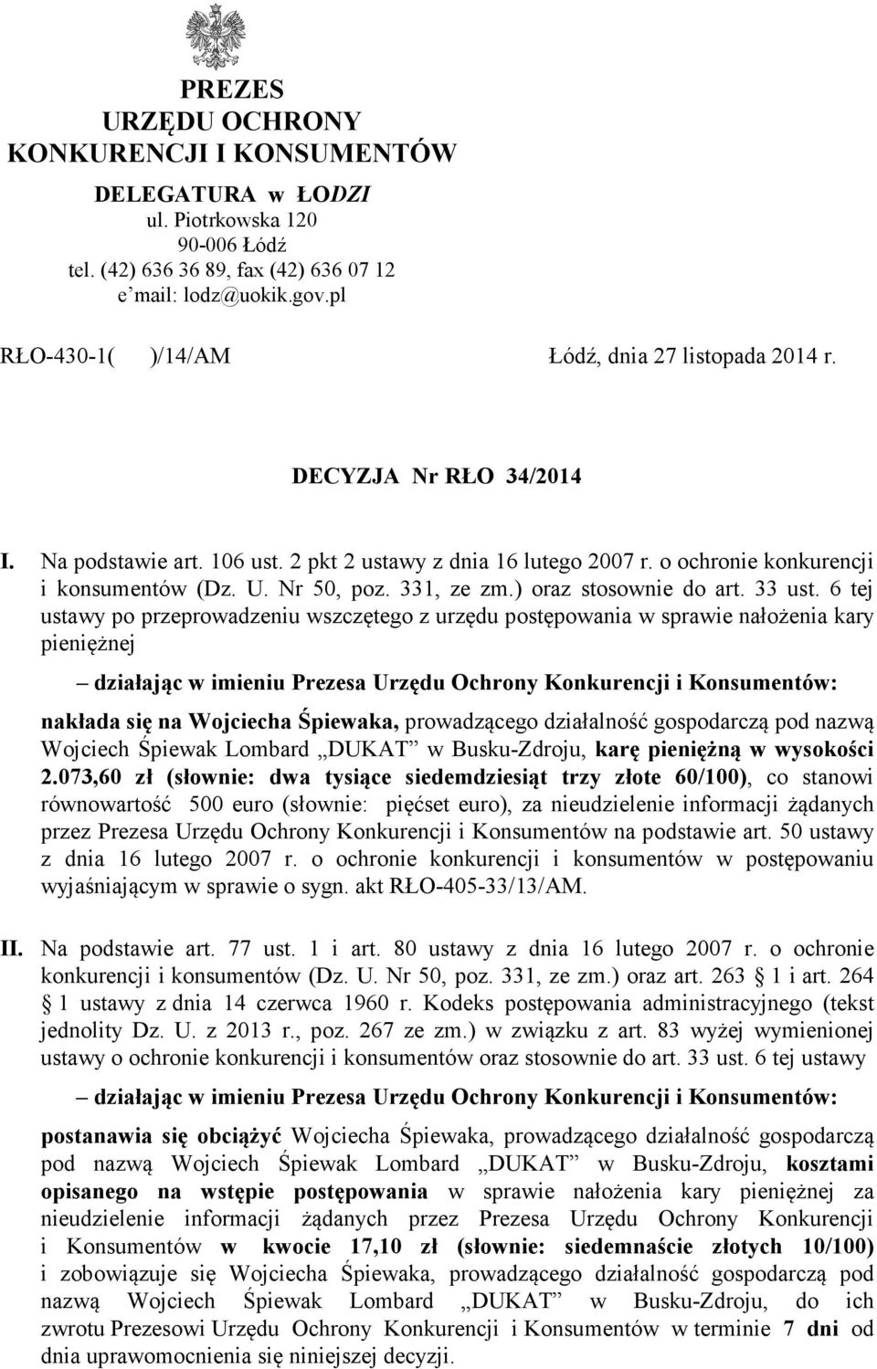 Nr 50, poz. 331, ze zm.) oraz stosownie do art. 33 ust.
