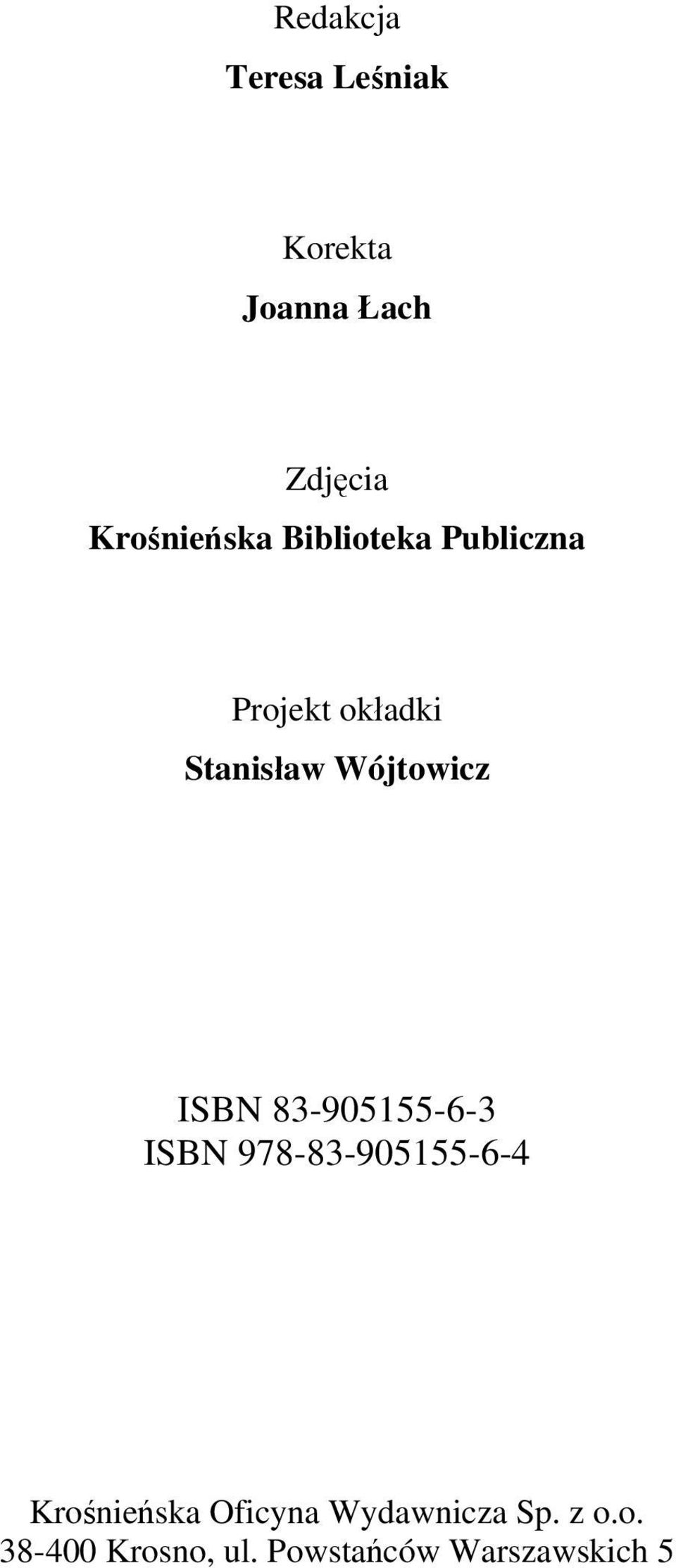 Wójtowicz ISBN 83-905155-6-3 ISBN 978-83-905155-6-4