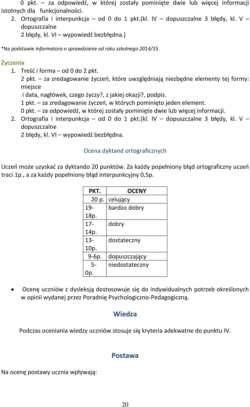 2 pkt. za zredagowanie życzeń, które uwzględniają niezbędne elementy tej formy: miejsce i data, nagłówek, czego życzy?, z jakiej okazji?, podpis. 1 pkt.