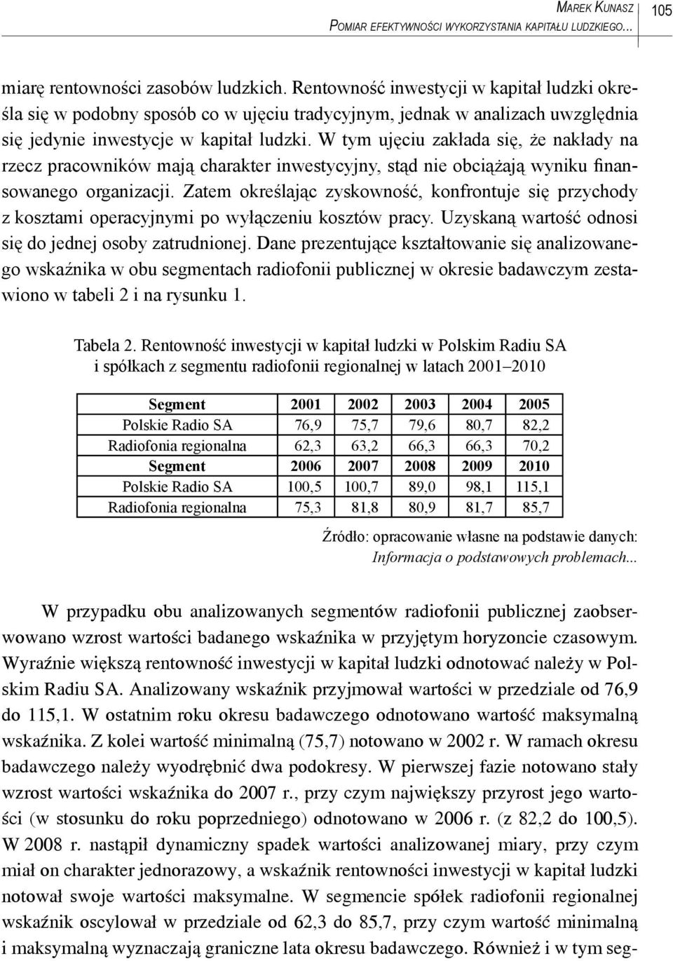 W tym ujęciu zakłada się, że nakłady na rzecz pracowników mają charakter inwestycyjny, stąd nie obciążają wyniku finansowanego organizacji.