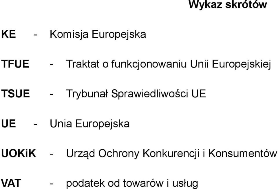 Sprawiedliwości UE UE - Unia Europejska UOKiK - Urząd