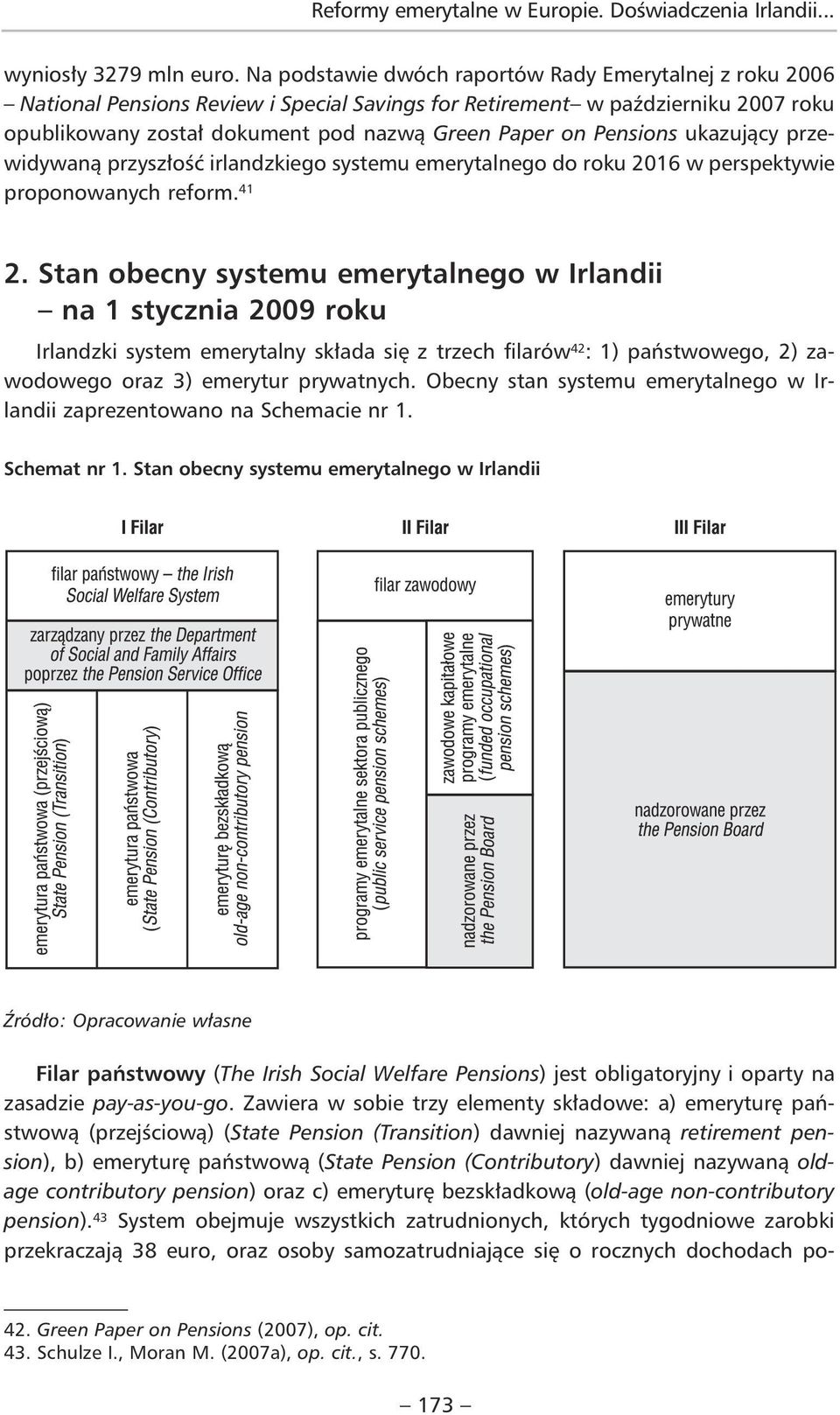 Pensions ukazujący przewidywaną przyszłość irlandzkiego systemu emerytalnego do roku 2016 w perspektywie proponowanych reform. 41 2.