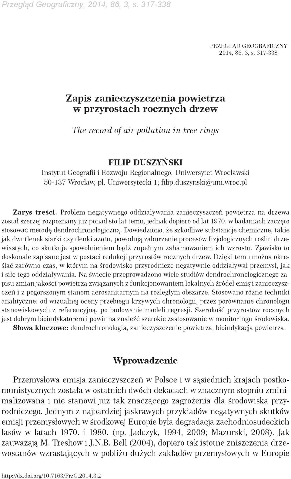 50-137 Wrocław, pl. Uniwersytecki 1; filip.duszynski@uni.wroc.pl Zarys treści.