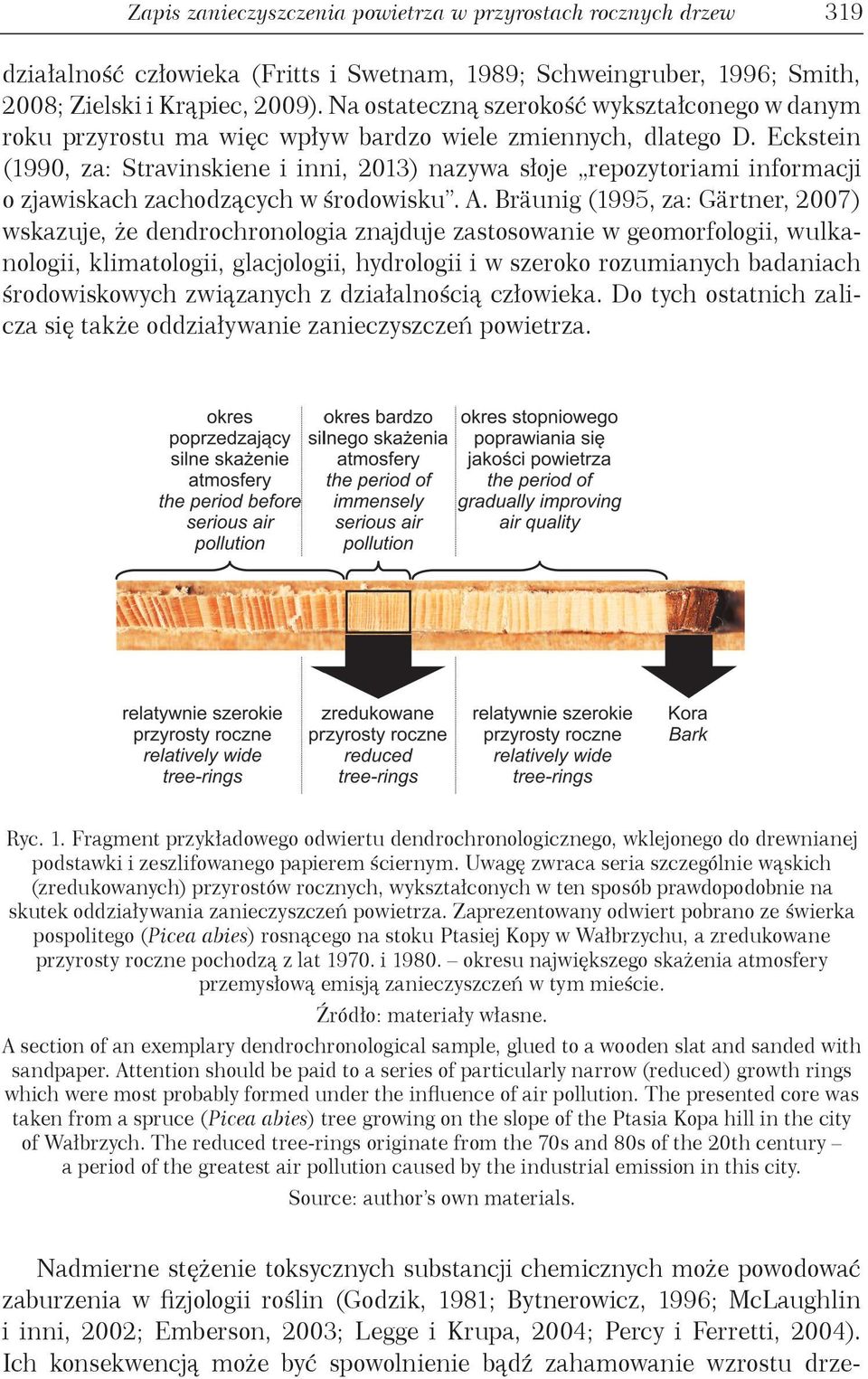 Eckstein (1990, za: Stravinskiene i inni, 2013) nazywa słoje repozytoriami informacji o zjawiskach zachodzących w środowisku. A.