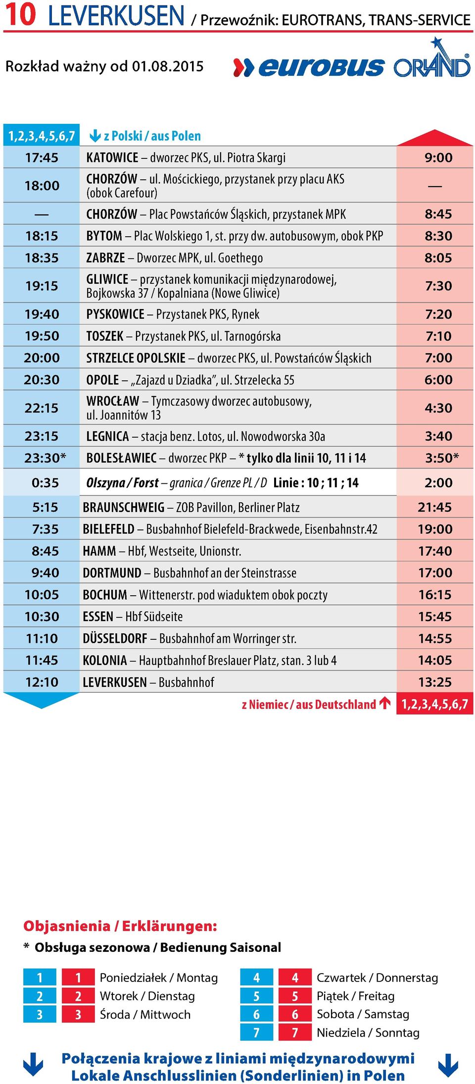 autobusowym, obok PKP 8:30 18:35 ZABRZE Dworzec MPK, ul.