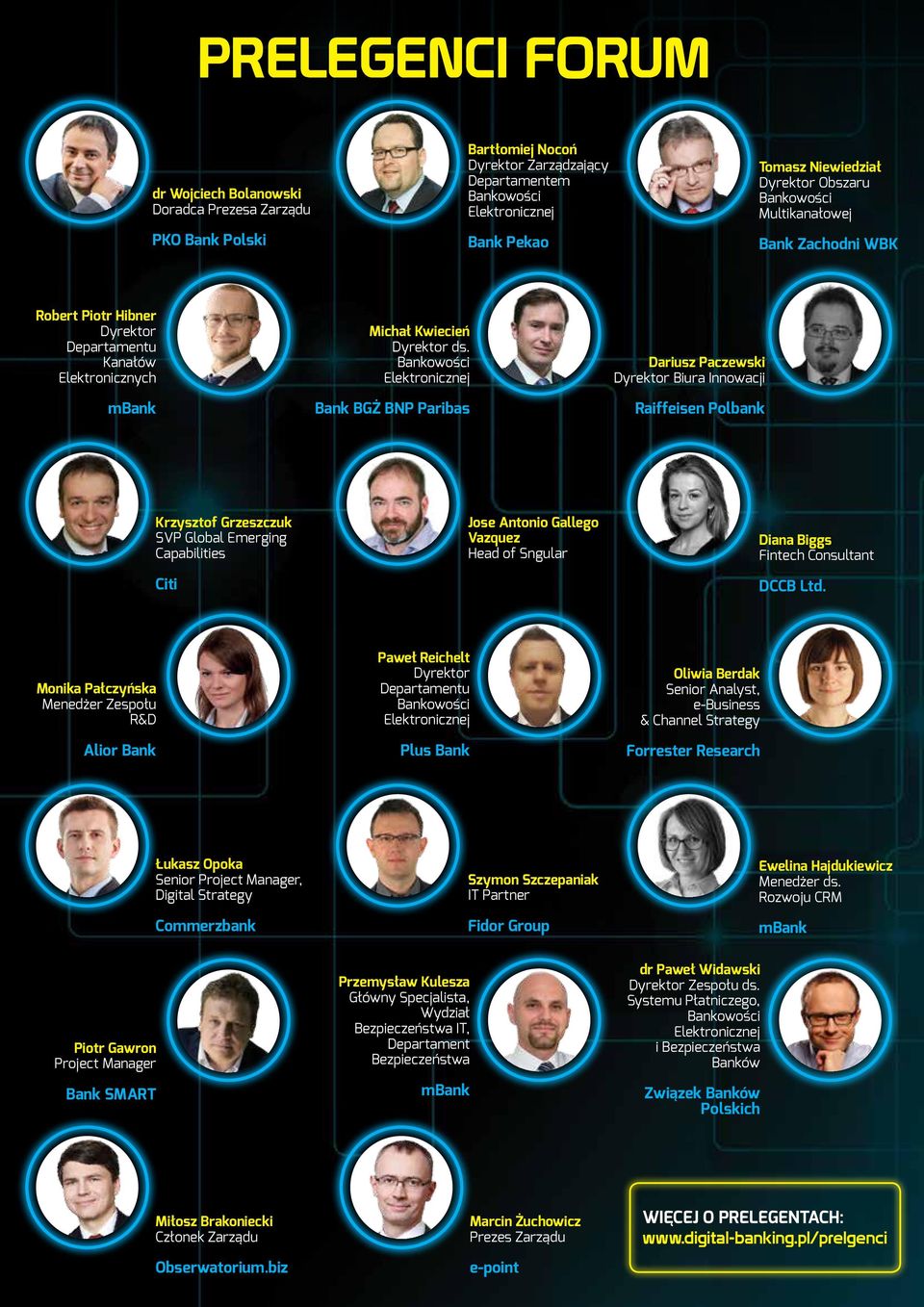 Bank BGŻ BNP Paribas Dariusz Paczewski Dyrektor Biura Innowacji Raiffeisen Polbank Krzysztof Grzeszczuk SVP Global Emerging Capabilities Citi Jose Antonio Gallego Vazquez Head of Sngular Diana Biggs