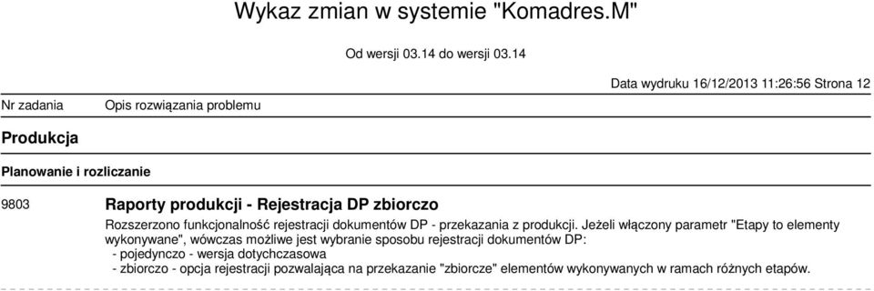 Jeżeli włączony parametr "Etapy to elementy wykonywane", wówczas możliwe jest wybranie sposobu rejestracji dokumentów