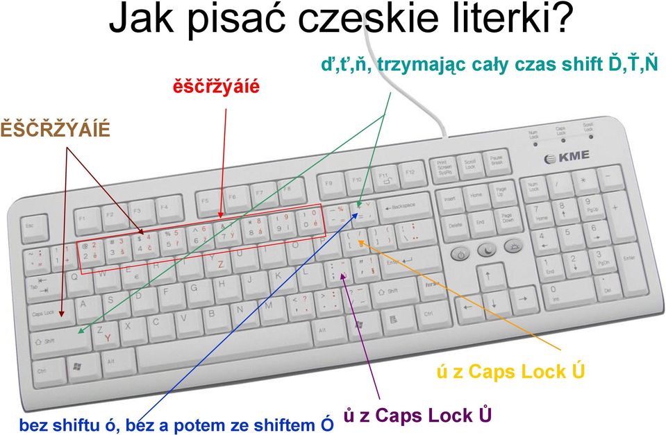 shift Ď,Ť,Ň ĚŠČŘŢÝÁÍÉ ú z Caps Lock Ú