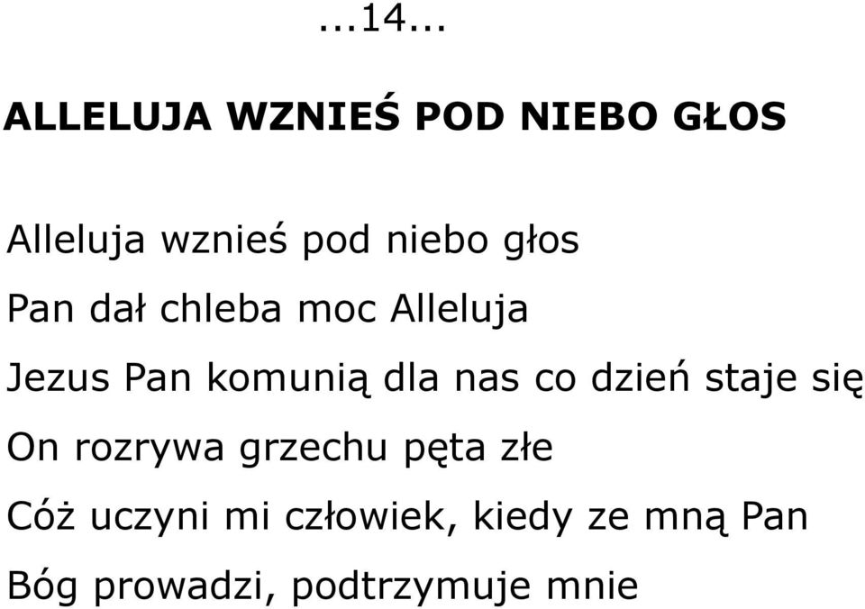 głos Pan dał chleba moc Alleluja Jezus Pan komunią dla nas