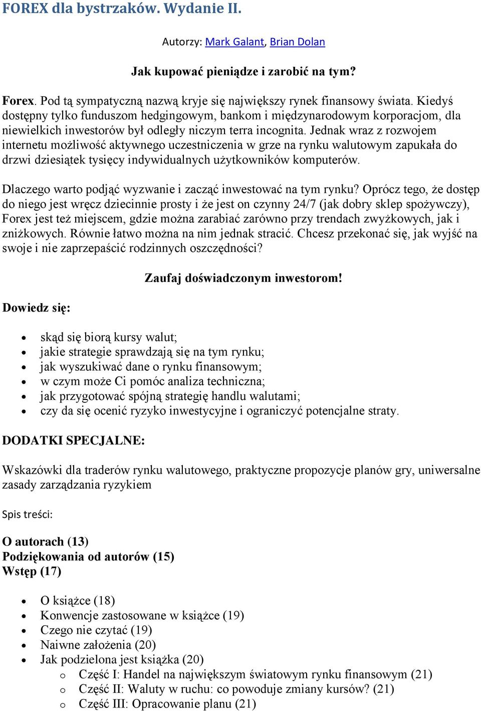 Forex dla bystrzakow ebook