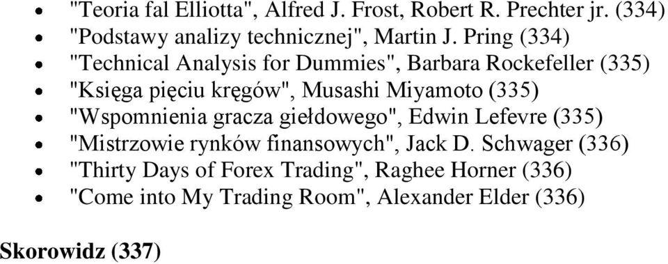 (335) "Wspomnienia gracza giełdowego", Edwin Lefevre (335) "Mistrzowie rynków finansowych", Jack D.