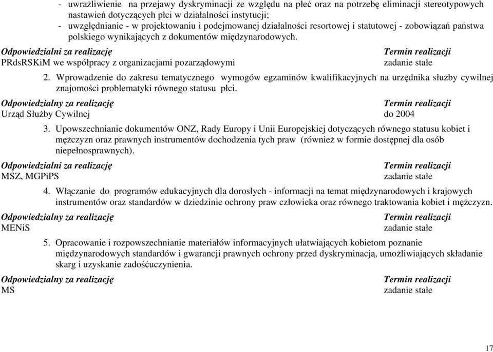 Wprowadzenie do zakresu tematycznego wymogów egzaminów kwalifikacyjnych na urzędnika służby cywilnej znajomości problematyki równego statusu płci.