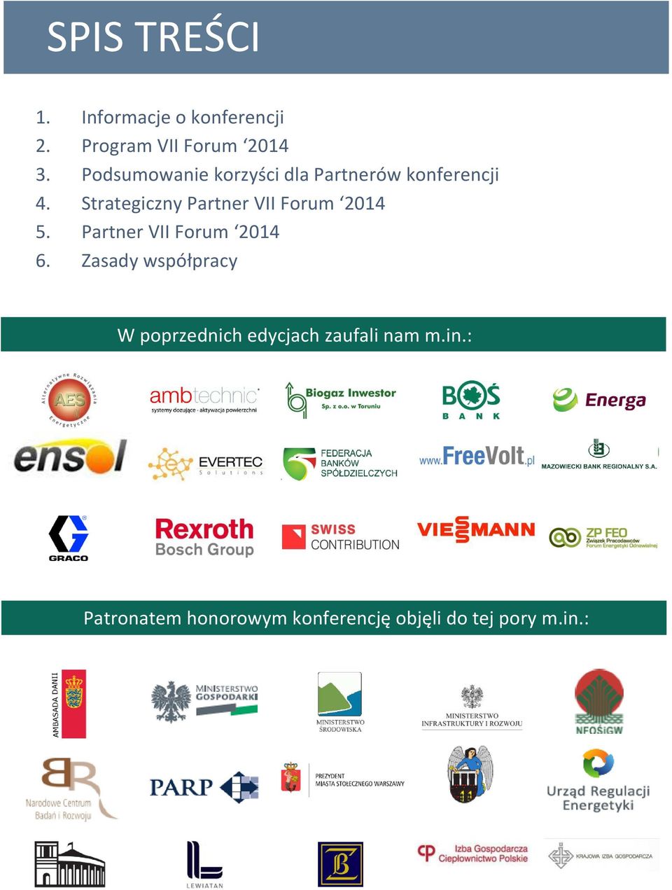 Strategiczny Partner VII Forum 2014 5. Partner VII Forum 2014 6.