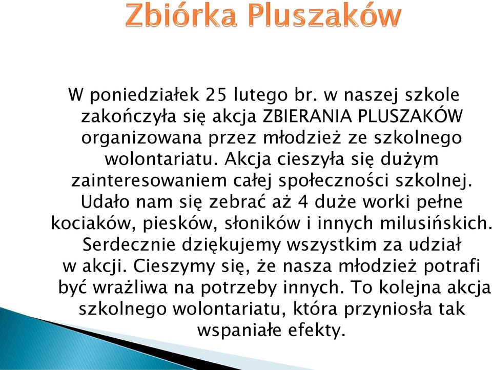 Akcja cieszyła się dużym zainteresowaniem całej społeczności szkolnej.