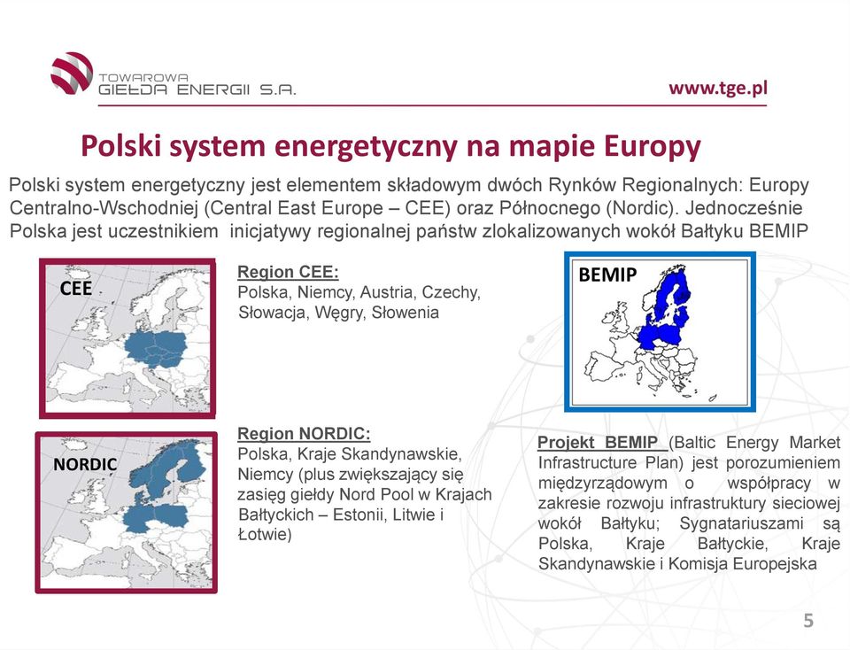 Jednocześnie Polska jest uczestnikiem inicjatywy regionalnej państw zlokalizowanych wokół Bałtyku BEMIP CEE Region CEE: Polska, Niemcy, Austria, Czechy, Słowacja, Węgry, Słowenia BEMIP NORDIC