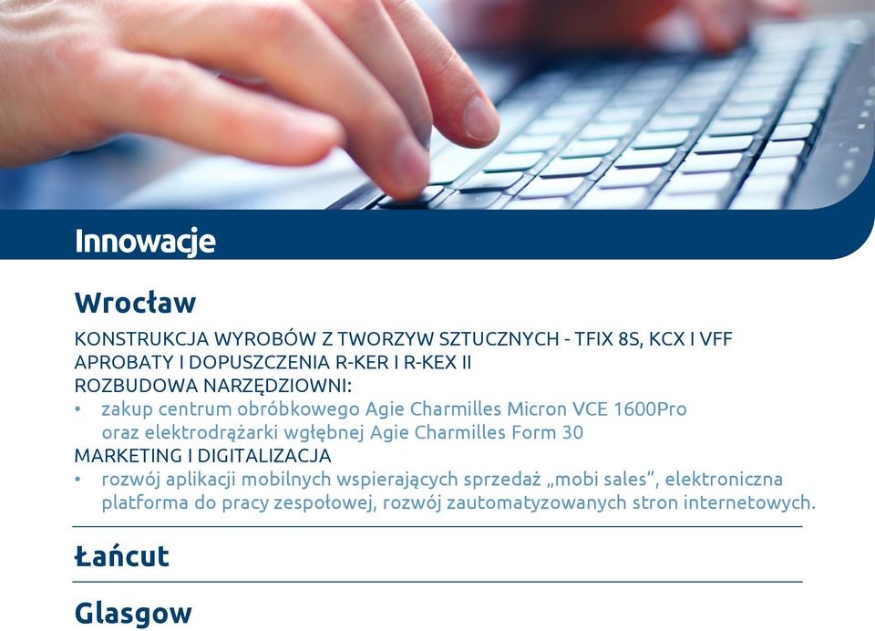 wgłębnej Agie Charmilles Form 30 MARKETING I DIGITALIZACJA rozwój aplikacji mobilnych wspierających sprzedaż