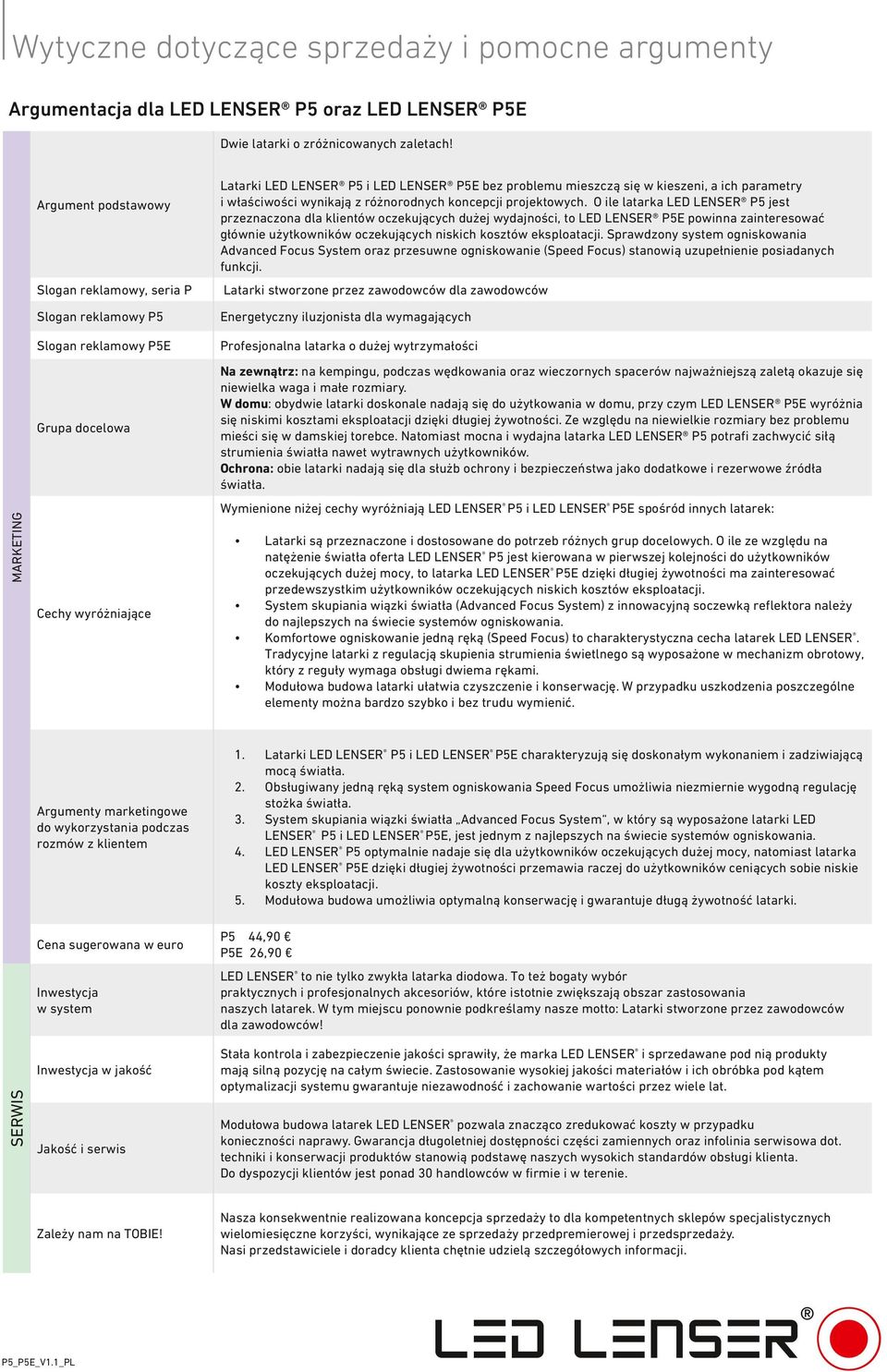 O ile latarka LED LENSER P5 jest przeznaczona dla klientów oczekujących dużej wydajności, to LED LENSER P5E powinna zainteresować głównie użytkowników oczekujących niskich kosztów eksploatacji.