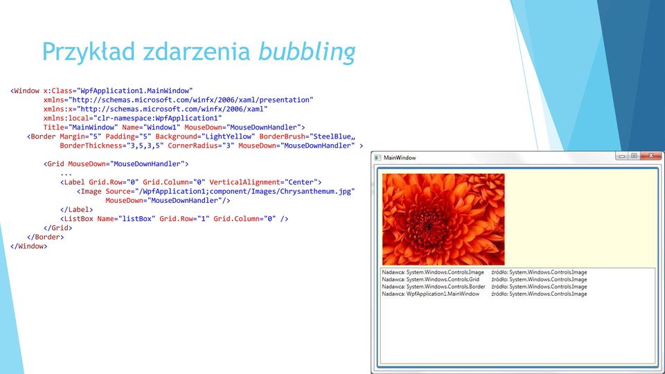 com/winfx/2006/xaml" xmlns:local="clr-namespace:wpfapplication1" Title="MainWindow" Name="Window1" MouseDown="MouseDownHandler"> <Border Margin="5" Padding="5" Background="LightYellow"