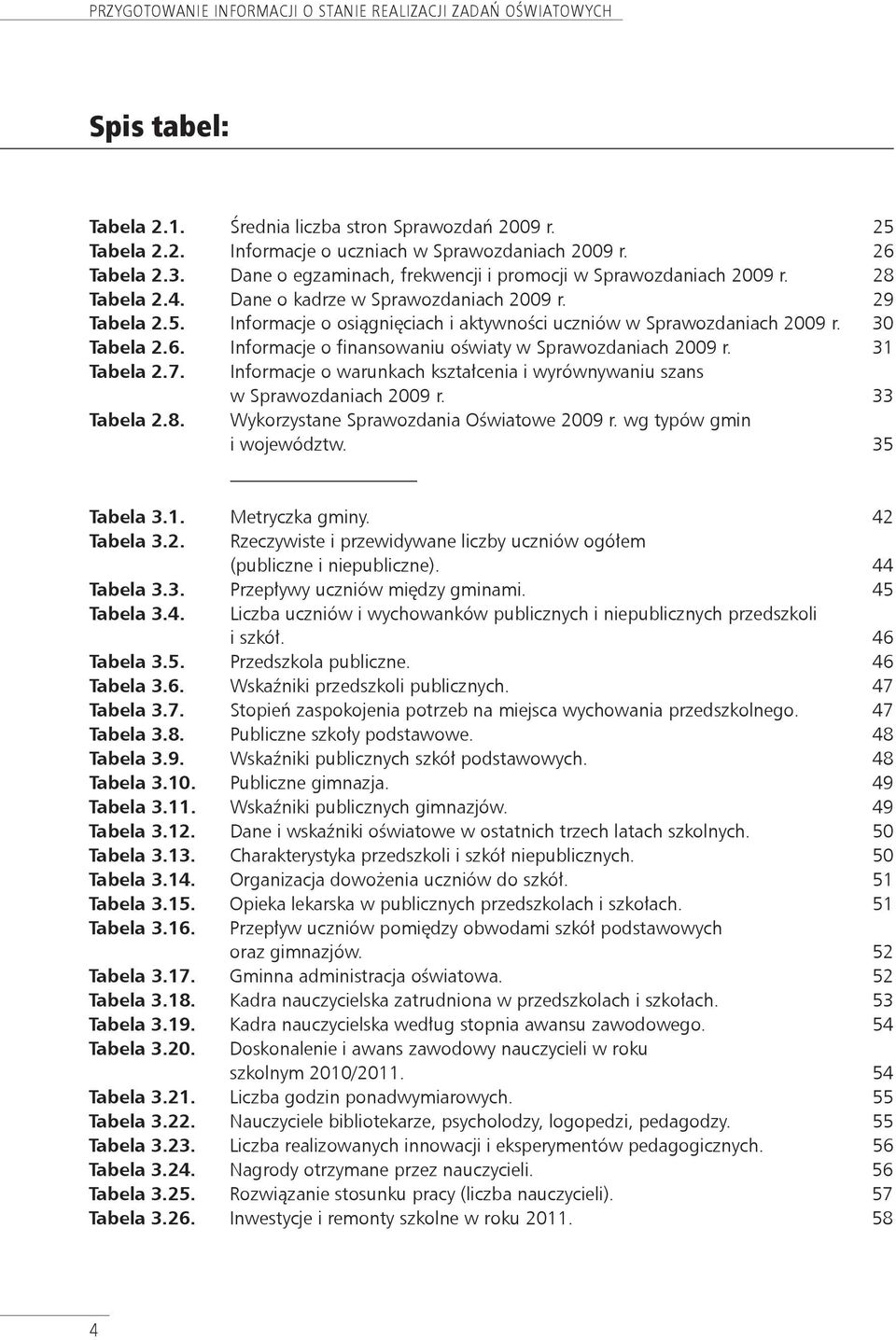 Informacje o osiągnięciach i aktywności uczniów w Sprawozdaniach 2009 r. 30 Tabela 2.6. Informacje o finansowaniu oświaty w Sprawozdaniach 2009 r. 31 Tabela 2.7.