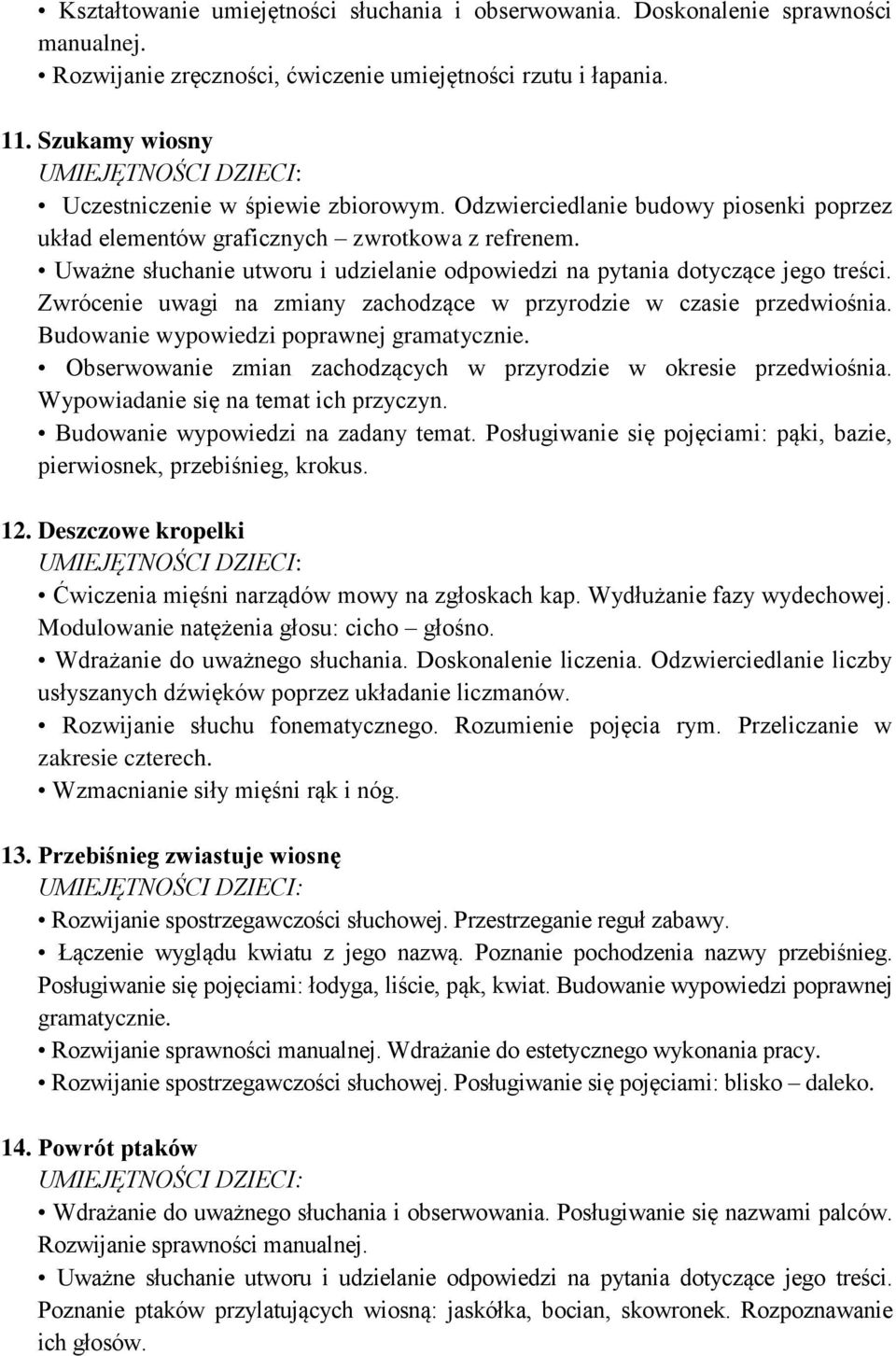 Zwrócenie uwagi na zmiany zachodzące w przyrodzie w czasie przedwiośnia. Budowanie wypowiedzi poprawnej gramatycznie. Obserwowanie zmian zachodzących w przyrodzie w okresie przedwiośnia.