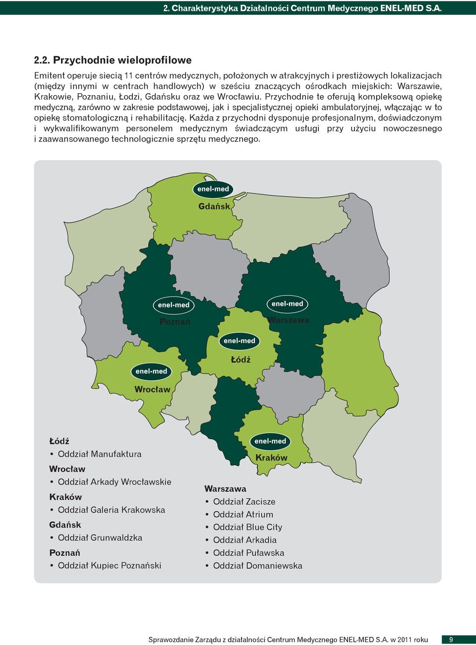 Przychodnie te oferują kompleksową opiekę medyczną, zarówno w zakresie podstawowej, jak i specjalistycznej opieki ambulatoryjnej, włączając w to opiekę stomatologiczną i rehabilitację.