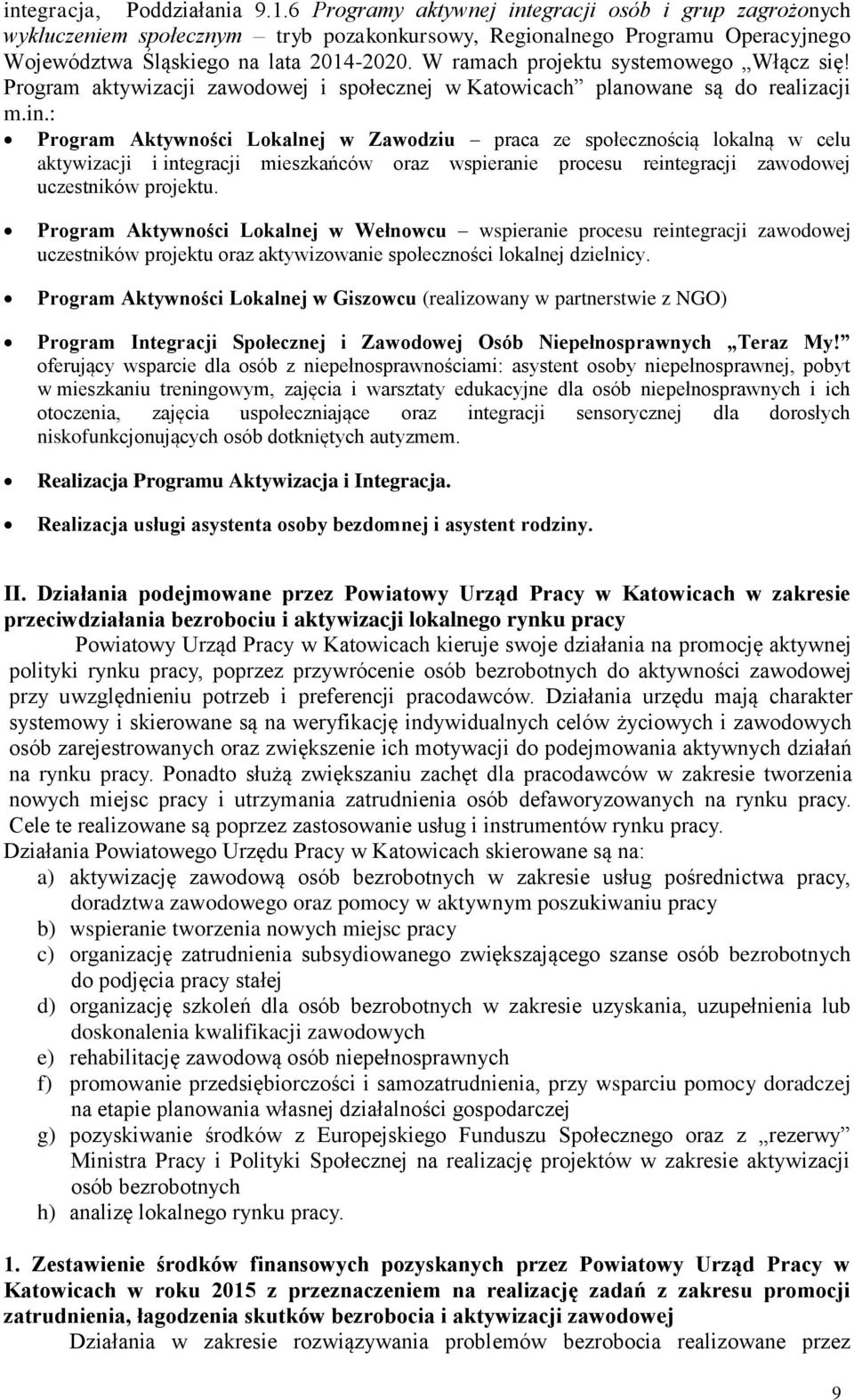 W ramach projektu systemowego Włącz się! Program aktywizacji zawodowej i społecznej w Katowicach planowane są do realizacji m.in.