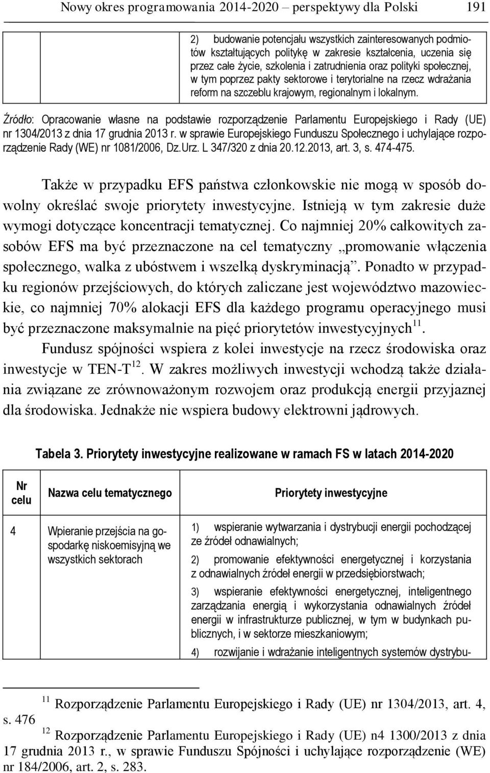 Źródło: Opracowanie własne na podstawie rozporządzenie Parlamentu Europejskiego i Rady (UE) nr 1304/2013 z dnia 17 grudnia 2013 r.