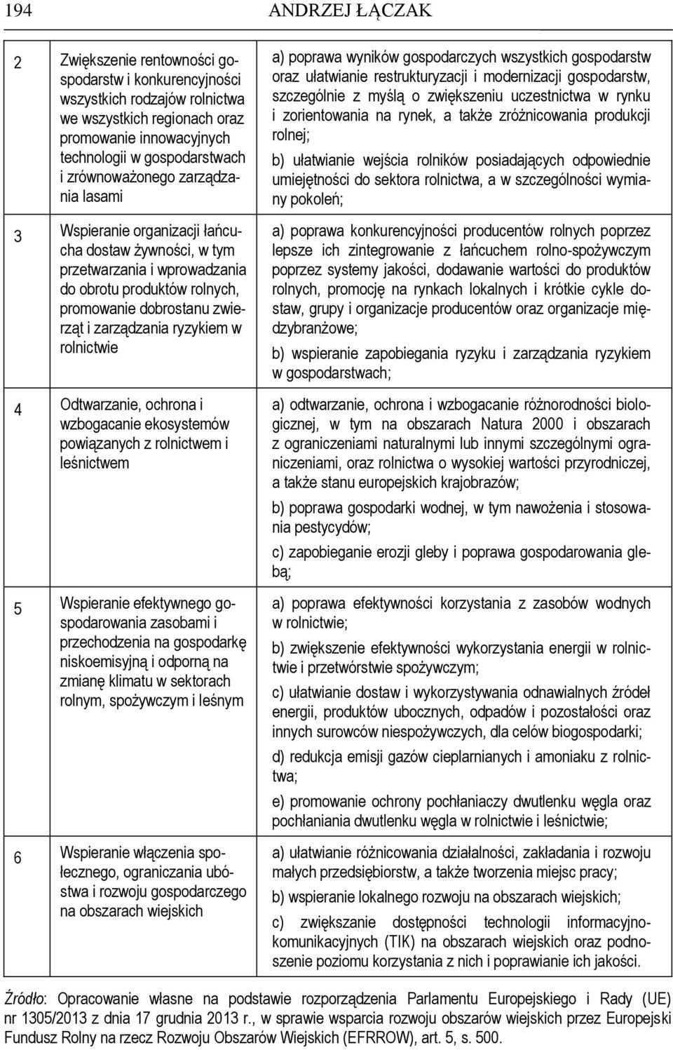 ryzykiem w rolnictwie 4 Odtwarzanie, ochrona i wzbogacanie ekosystemów powiązanych z rolnictwem i leśnictwem 5 Wspieranie efektywnego gospodarowania zasobami i przechodzenia na gospodarkę