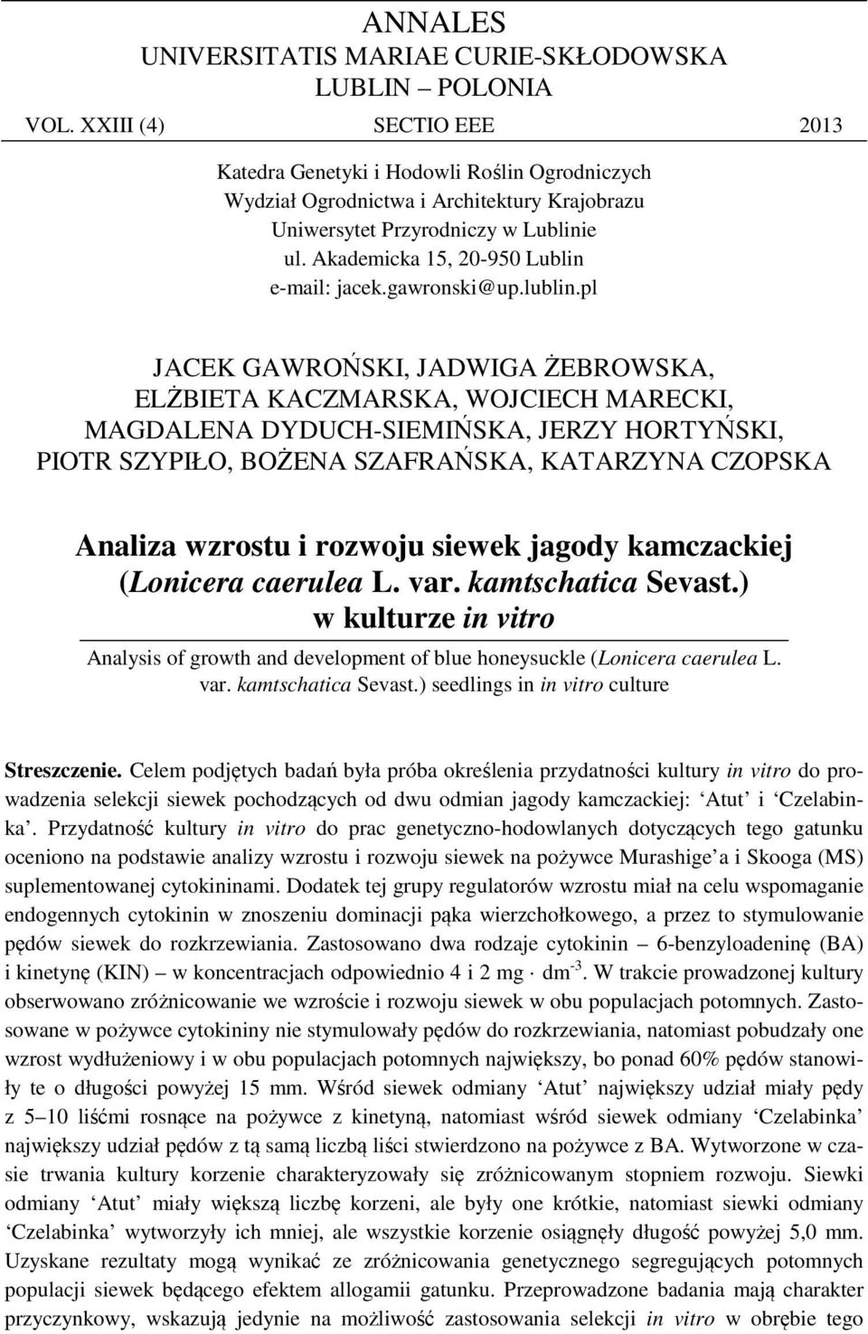 Akademicka 15, 20-950 Lublin e-mail: jacek.gawronski@up.lublin.