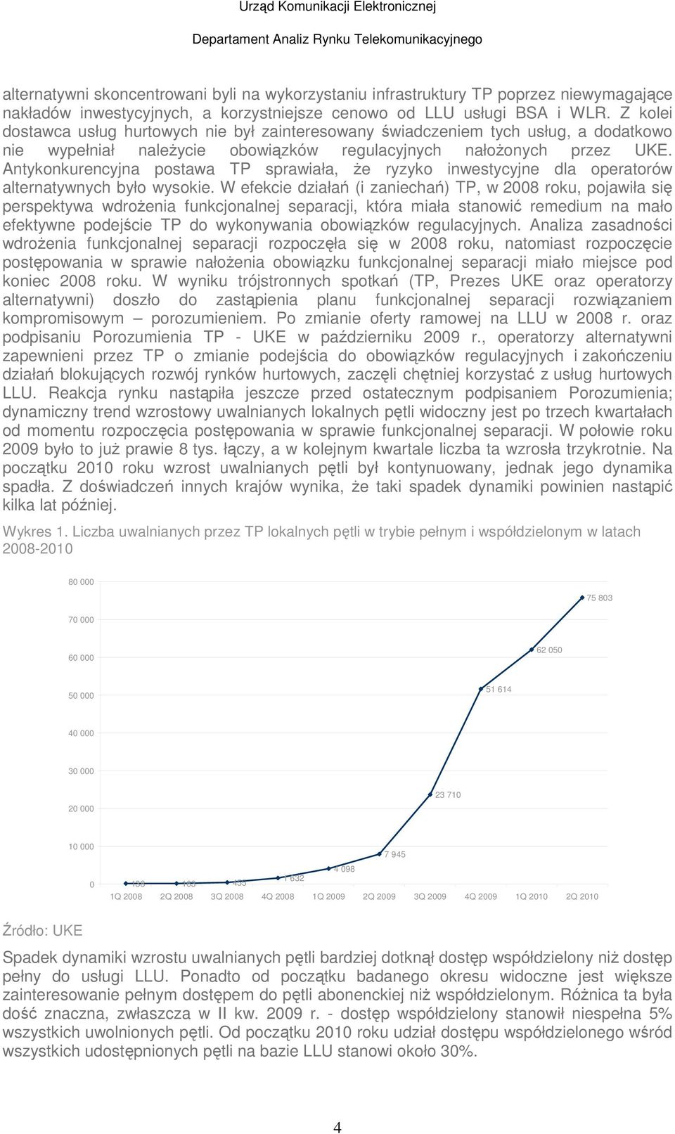 Antykonkurencyjna postawa TP sprawiała, Ŝe ryzyko inwestycyjne dla operatorów alternatywnych było wysokie.