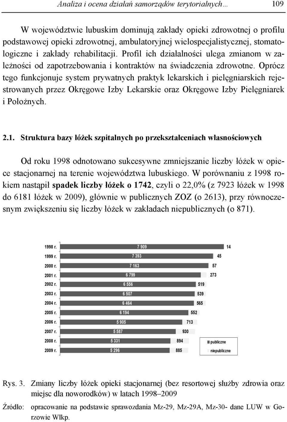 Oprócz tego funkcjonuje system prywatnych praktyk lekarskich i pielęgniarskich rejestrowanych przez Okręgowe Izby Lekarskie oraz Okręgowe Izby Pielęgniarek i Położnych. 2.1.