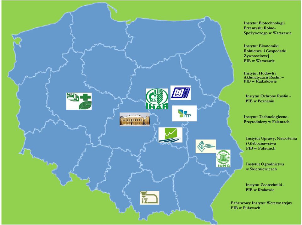 w Poznaniu Instytut Technologiczno- Przyrodniczy w Falentach Instytut Uprawy, Nawożenia i Gleboznawstwa PIB w