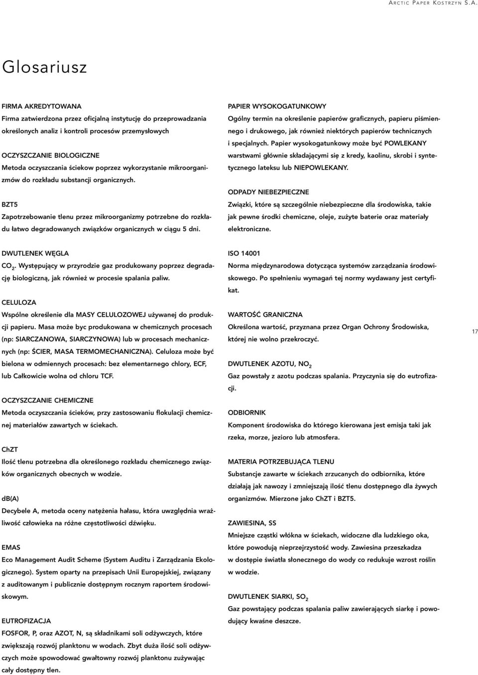 BZT5 Zapotrzebowanie tlenu przez mikroorganizmy potrzebne do rozkładu łatwo degradowanych związków organicznych w ciągu 5 dni.