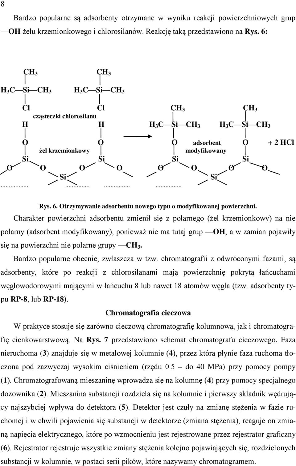 Si............ Rys. 6. Otrzymywanie adsorbentu nowego typu o modyfikowanej powierzchni.