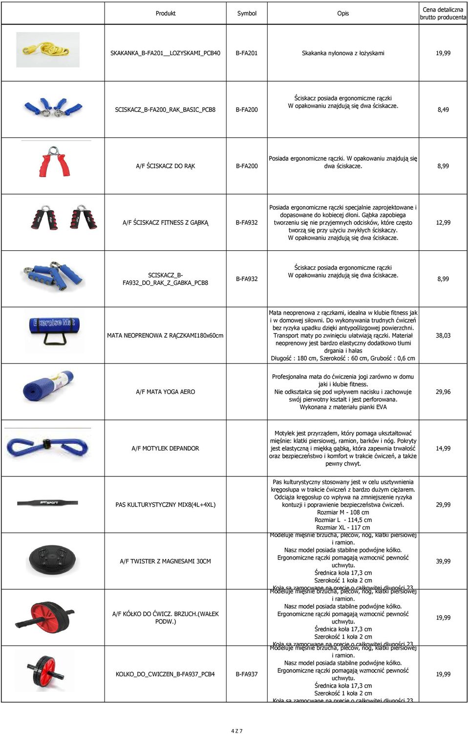 8,99 A/F ŚCISKACZ FITNESS Z GĄBKĄ B-FA932 Posiada ergonomiczne rączki specjalnie zaprojektowane i dopasowane do kobiecej dłoni.