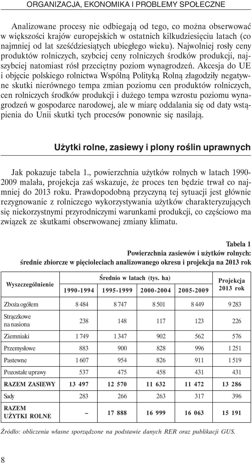 Akcesja do UE i objęcie polskiego rolnictwa Wspólną Polityką Rolną złagodziły negatywne skutki nierównego tempa zmian poziomu cen produktów rolniczych, cen rolniczych środków produkcji i dużego tempa