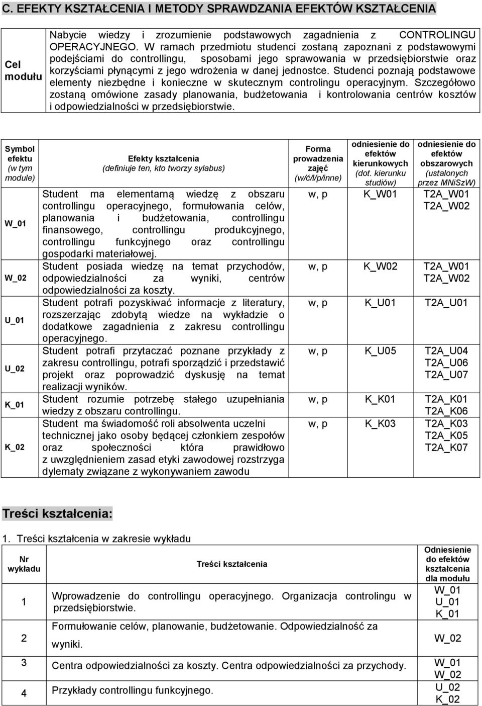 Studenci poznają podstawowe elementy niezbędne i konieczne w skutecznym controlingu operacyjnym.