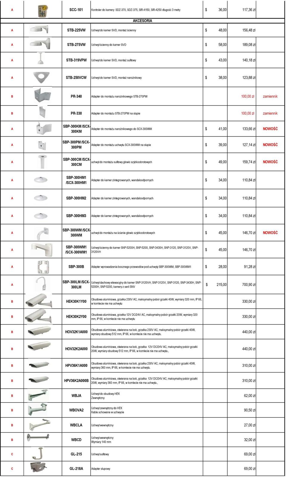 zł zamiennik PR-330 dapter do montażu ST-270PW na słupie 100,00 zł zamiennik SP-300KM /SX- dapter do montażu narożnikowego do SX-300WM 41,00 133,66 zł NOWOŚĆ 300KM SP-300PM /SX- dapter do montażu