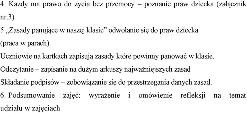 zasady które powinny panować w klasie.