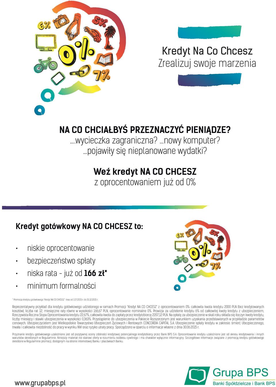 gotówkowego Kredyt NA CO CHCESZ trwa od 1.07.2015 r.