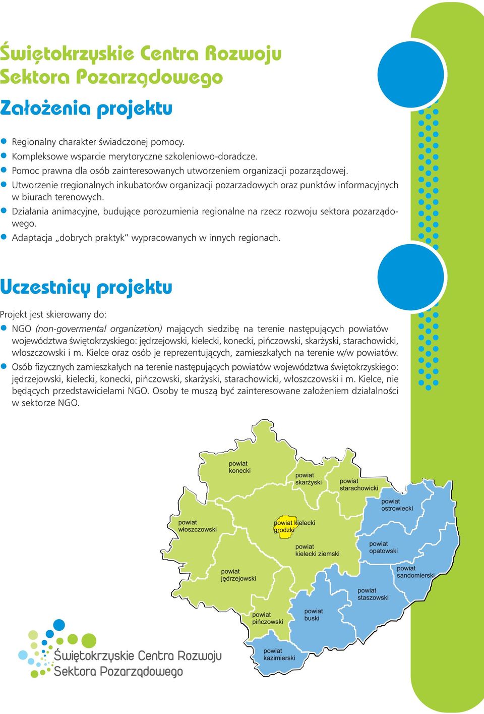 Działania animacyjne, budujące porozumienia regionalne na rzecz rozwoju sektora pozarządowego. Adaptacja dobrych praktyk wypracowanych w innych regionach.