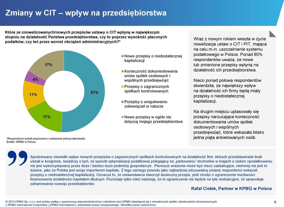 5 Nowe przepisy o niedostatecznej kapitalizacji Konieczność dokumentowania umów spółek osobowych i wspólnych przedsięwzięć Przepisy o zagranicznych spółkach kontrolowanych Przepisy o uregulowaniu